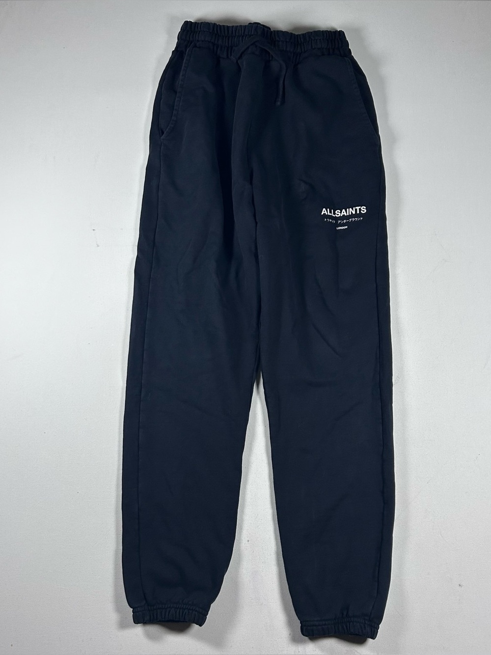 Allsaints Underground Straight Cuffed Logo Sweatpants Mens Medium Black Casual